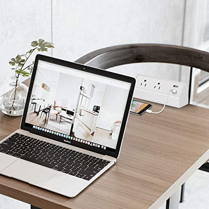 CCCEI Desk Power Strip with 20W USB C Fast Charge Port, Black 800J Surge Protector Clamp Desktop Outlet, Table Edge Mount Socket 10FT and Fit 1.6 inch Tabletop Edge Thick.
