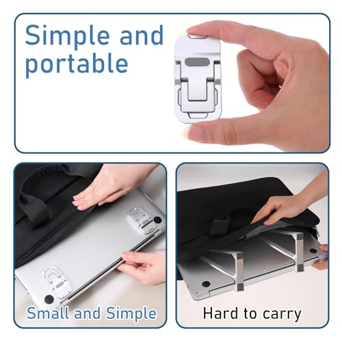 2 Pcs Portable Keyboard Riser With Dual Tilt Angle Adjustment, Foldable Laptop Stand, Mini Computer Stand for Desk, Self-Adhesive Feet for Most Keyboards (Silver) - color: Silver