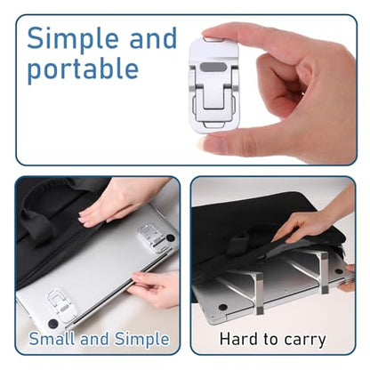 2 Pcs Portable Keyboard Riser With Dual Tilt Angle Adjustment, Foldable Laptop Stand, Mini Computer Stand for Desk, Self-Adhesive Feet for Most Keyboards (Silver) - color: Silver