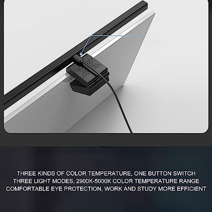 Computer Monitor Lamp, Screen Anti Blue Light Bar, 3 Color Temp Infinite Dimming Eye Light with Touch Control (White)