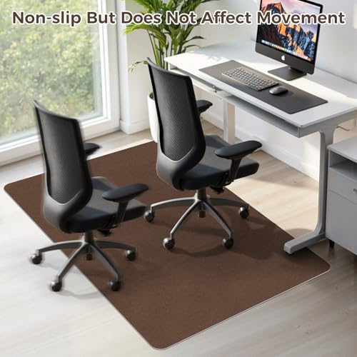 Office Chair Mat,Hard Floor Chair Mat Suitable for Hardwood and Tile Floors,Large Non-Slip Floor Protection Mat,Does Not Pill,Coffee(48"x55") - color: Coffee, size: 48"x55"
