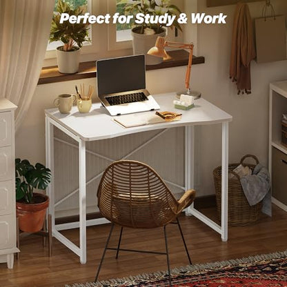 Huuger Folding Desk for Small Spaces, 31.5 Inch Foldable Computer Table - color: White, size: 18.9"D X 31.5"W