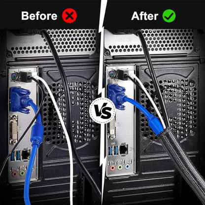 1/4" Cable Management Loom Wrap Sleeve Cord Wire Hider Organizer Covers - size: 1/4"-16ft