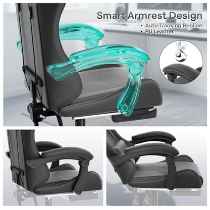 Athena Collection Ergonomic Gaming Chair for Adults, Carbon Fiber Black | Height Adjustable Office Chair Computer Desk Chair with Footrest & Headrest Lumbar Support for Office & Home, 350lbs - color: Carbon Fiber Black