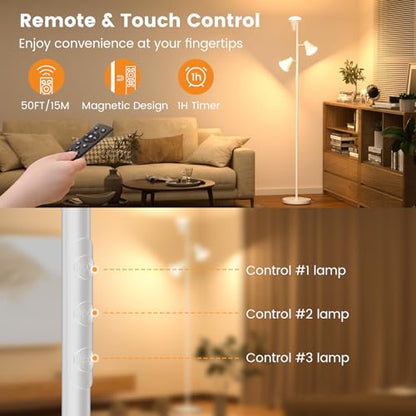 SIBRILLE 36W LED Tree Floor Lamp with Remote for Living Room Bedroom - color: White