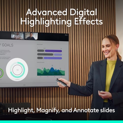 Logitech Spotlight 2 Presentation Remote Wireless Clicker Haptics - Black | Digital Highlighting, Customizable Actions, Laser Pointer, Quick Charge, Bluetooth, USB-C - color: Black