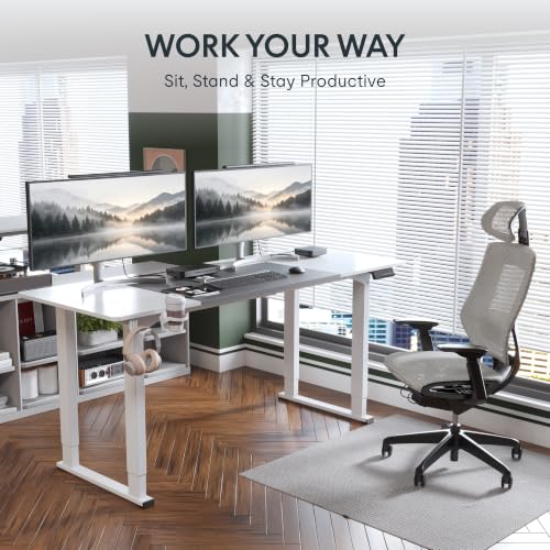 FLEXISPOT 4-Leg Standing Desk, 78"x32", Dual Motor Electric, White - size: 71"x32"