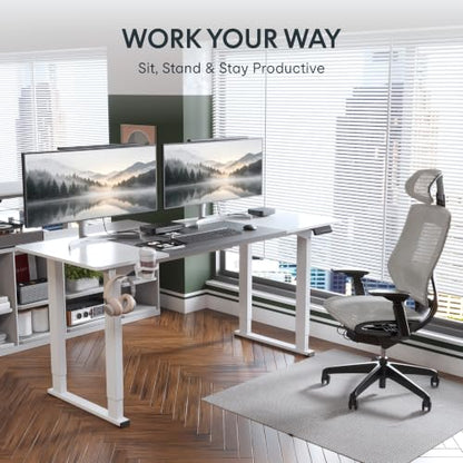 FLEXISPOT 4-Leg Standing Desk, 78"x32", Dual Motor Electric, White - size: 71"x32"