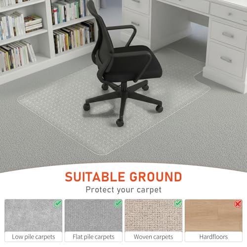 Anti-Slip 30 x 48 in Office Chair Mat for Low Pile Carpets with Lip | Heavy-Duty Easy-Glide Rolling Plastic Floor Mat Fits Gaming or Work Chairs for Home and Office Use - size: 30" x 48" for Carpet with Lip