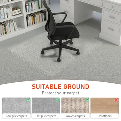 Anti-Slip 30 x 48 in Office Chair Mat for Low Pile Carpets with Lip | Heavy-Duty Easy-Glide Rolling Plastic Floor Mat Fits Gaming or Work Chairs for Home and Office Use - size: 30" x 48" for Carpet with Lip