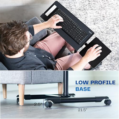 VIVO Black Mobile Keyboard Tray and Mouse Pad Cart, CART-KB1A
