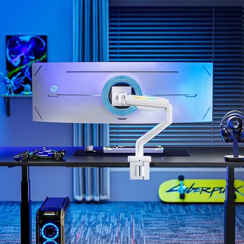 ARES WING Ultrawide Monitor arm with RGB for 17-49 Inch Screen, White - color: White