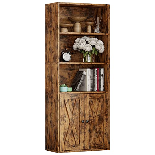 IRONCK Industrial Bookshelves and Bookcases with Doors and Shelves - color: Vintage Brown