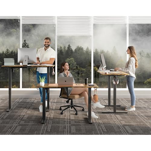 48 x 24 Inch Electric Standing Desk, 3 Memory Presets, Brown - color: Brown, size: 48*24