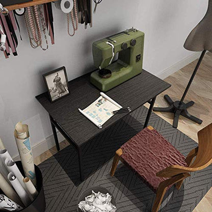 Need Office Computer Desk 39.3 Inch Sturdy Folding Laptop Table Black | Black Frame Writing Gaming Work Table/Foldable Home Office Desk/Sewing Table, No Assembly Required - color: Black & Black Frame, size: 39inch