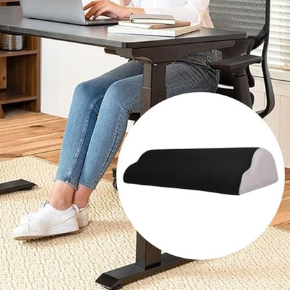 Under Desk Footrest Ergonomic Leg Rest Cushion - Portable Office & Travel Foot Stool- Black - color: Black
