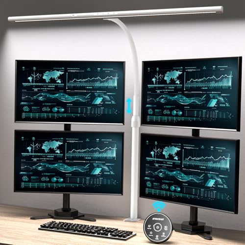 EYOCEAN Desk Lamp, 31.5" Desk Light for Home Office, Brightest 24W, Gesture Sensor & Remote Control, Dimmable & Color Temperature, Monitor Light Bar with Telescopic Rod, Height Adjustable