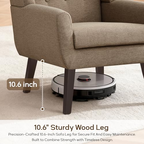 HUIMO Living Room Chairs Set of 2,Upholstered Button Linen Accent Chair | Mid Century Fabric Modern Armchair,Comfy Arm Club Sofa Chairs for Living Room Reading Bedroom,Waiting Room Brown 2PCS - color: Brown