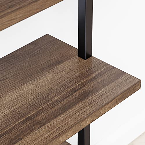 Nathan James Theo 6-Shelf Tall Bookcase, Wall Mount Bookshelf with Reclaimed Oak Wood and Industrial Metal Frame, Reclaimed Oak/Matte Black, Set of 3 - color: Oak/Matte Black, size: Set of 3