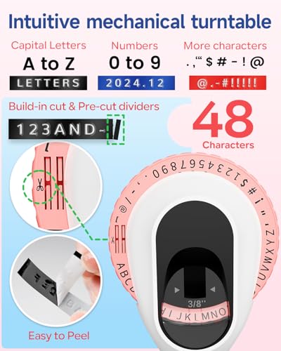 Zodzi Label Maker Embossing Label Maker for Scrapbook Junk Journal Supplies - color: Pink