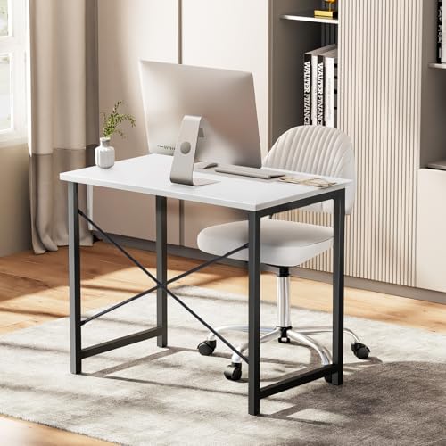 Sweetcrispy 55-Inch Computer Desk for Bedroom, White - color: White, size: 55-Inch