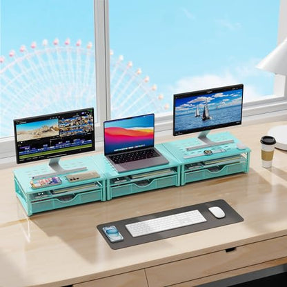 gianotter Computer Monitor Stand Riser with Drawer - color: Blue