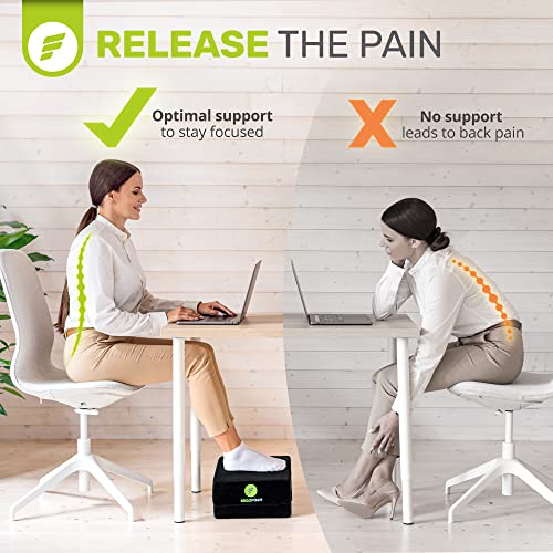 ErgoFoam Flat-Top Adjustable Foot Rest - High-Density Compression-Resistant Foam, Non-Slip, Black, Modern, Office - size: Large