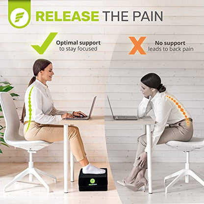 ErgoFoam Flat-Top Adjustable Foot Rest - High-Density Compression-Resistant Foam, Non-Slip, Black, Modern, Office - size: Large