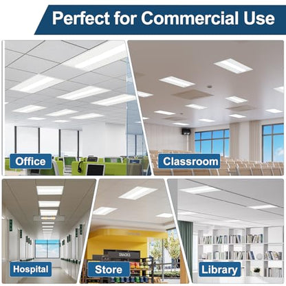 2x4 LED Troffer Light, 4-Pack, Backlit Panel, 30W–72W Selectable, 5CCT, 0–10V Dimmable, ETL, Drop Ceiling - size: 2x4FT-4pack