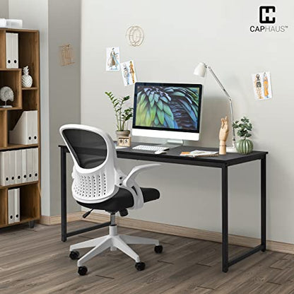 CAPHAUS 63 Inch Computer Desk for Home Office & Gaming, Large Workstation for Small Spaces, with Steel Frame, P2 Board, Easy Assembly, Black - size: 63 inch