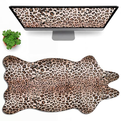 Sabary Leopard Print Desk Mat Cheetah Print Desk Accessories 31.5"x15.8" - color: Brown,black, style: Leopard Print