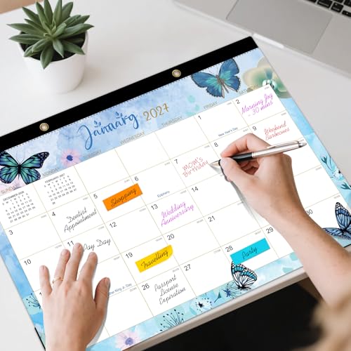 Tcamp Desk Calendar 2026-2027, Large Desktop/Wall Monthly Calendar - color: Colorful-Butterflies, size: 17"x12"(Jul 2026-Dec 2027)