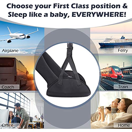 Upgraded Airplane Foot Rest (Premium Memory Foam) - Thickened Super-Size Airplane Foot Hammock to Relax Your Feet - Perfect Airplane Travel Essentials for Long Flight Plane (Extra Large)