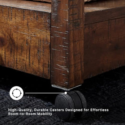 Signature Design by Ashley Rolling Printer Stand with Storage, Rustic Brown