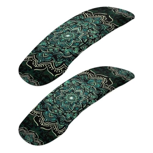 2Pcs Office Chair Armrest Covers for Home, Boho Mandala Flower Print Office Chair Armrest Slipcovers, Removable Washable Office Chair Arm Rest Covers, Black and Green - color: Black and Green - Boho Mandala Flower