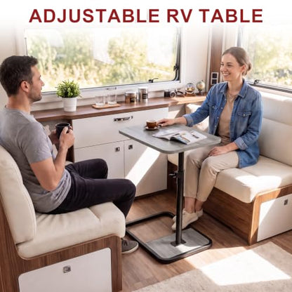 GOYLSER Large C Shaped End Table for Couch, Height Adjustable Living Room Rotating Couch Tray Tables Sofa Table Tv Trays for Bedroom, Swivel Wooden Side Table for Small Space, Grey - color: Grey, style: Enlarged Standard