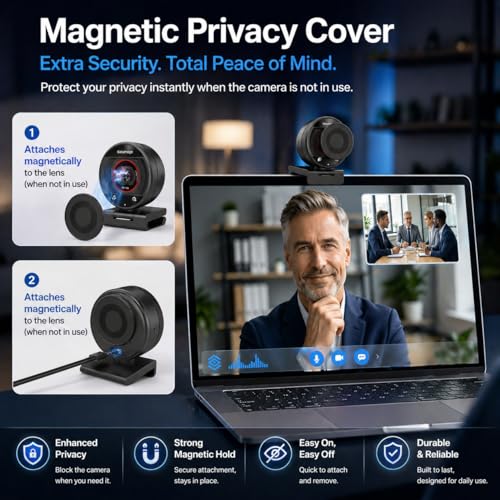 4K Webcam for PC Computer PDAF Autofocus with Built-in Microphone Windows - size: 3.71 inch