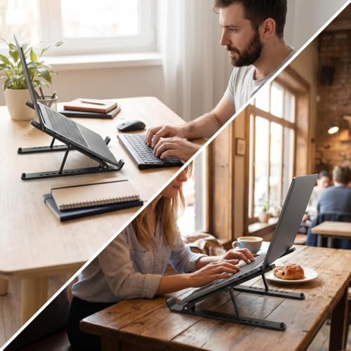 Laptop Stand for Desk, Adjustable Laptop Riser ，Ventilated Cooling Notebook Mount Computer Stand for 10-15.6” Laptops,Tablets-Black