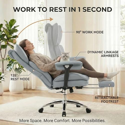 Big & Tall Office Chair, 400lbs Executive Chair with Footrest, Gray - color: Grey