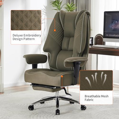 EXCEBET Big and Tall Office Chair 400lbs Wide Seat, Mesh High Back Executive Office Chair with Foot Rest, Ergonomic Chairs Lumbar Support for Lower Back Pain Relief (Mesh Light Green) - color: Mesh Light Green