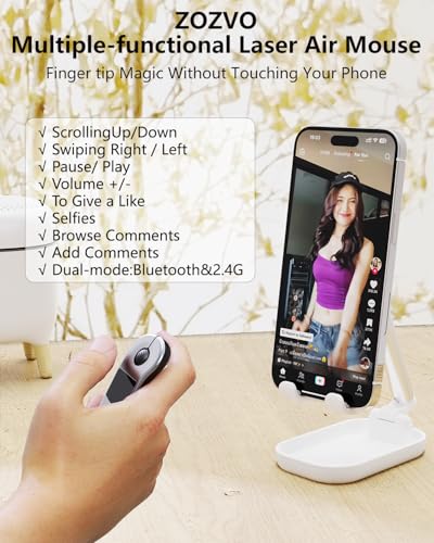 Rechargeable Air Mouse for PC/iOS/Android with Touchpad Wireless PPT Presenter with Bluetooth 2.4G, Works with PowerPoint/Keynote/TikTok/Camera/Kindle App (Silver) - color: Silver