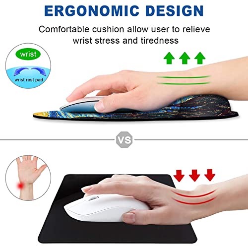 ToLuLu Mouse Pad Wrist Rest Support Gel, Ergonomic Mouse Pads with Non Slip PU Base, Mouse Wrist Rest Pad for Laptop Computer Home Office Working Gaming Pain Relief, Van Gogh Starry Night - color: Beautiful Night