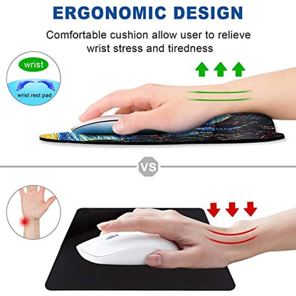 ToLuLu Mouse Pad Wrist Rest Support Gel, Ergonomic Mouse Pads with Non Slip PU Base, Mouse Wrist Rest Pad for Laptop Computer Home Office Working Gaming Pain Relief, Van Gogh Starry Night - color: Beautiful Night