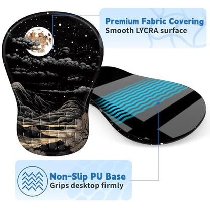 YIWEI Ergonomic Mouse Pad with Wrist Rest for Carpal Tunnel Pain Relief - color: Moon
