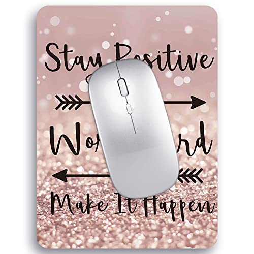 Audimi Small Mouse Pad 6 x 8 Inch, Mini Mouse Pad Thick for Laptop Wireless Mouse Home Office Travel, Portable & Washable (Stay Positive) - color: Stay Positive