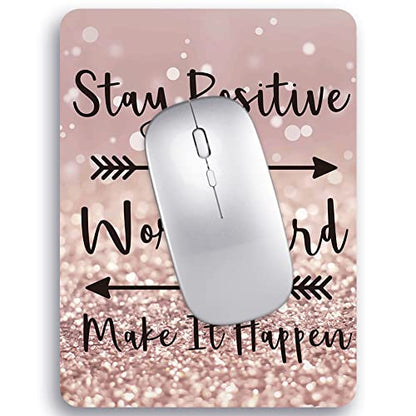 Audimi Small Mouse Pad 6 x 8 Inch, Mini Mouse Pad Thick for Laptop Wireless Mouse Home Office Travel, Portable & Washable (Stay Positive) - color: Stay Positive