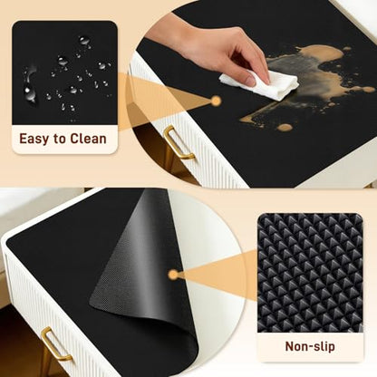 PU Leather Desk Protector/Nightstand Mat, 13.8X10.8 in Black - color: Black, size: 13.8" x 10.8"