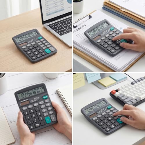 Marte Vanci 12-Digit Desk Calculator with Solar & Battery Power - color: Black