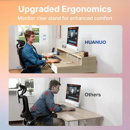 HUANUO 55″ x 26″ Electric Standing Desk with 2 Drawers &24.4″ Large Keyboard Tray, C-Clamp Mount Compatible, Adjustable Computer Desk for Office, Sit Stand Up Desk with 4 Height Presets, Light Walnut - color: Light Walnut, size: 55*26 inch