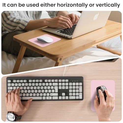 Small Mouse Pad 6 x 8 Inch, Horizontal and Vertical Flexible use. Great for Traveling, Wireless laptops, Keyboard Trays, Offices, etc. (Pink) - color: pink